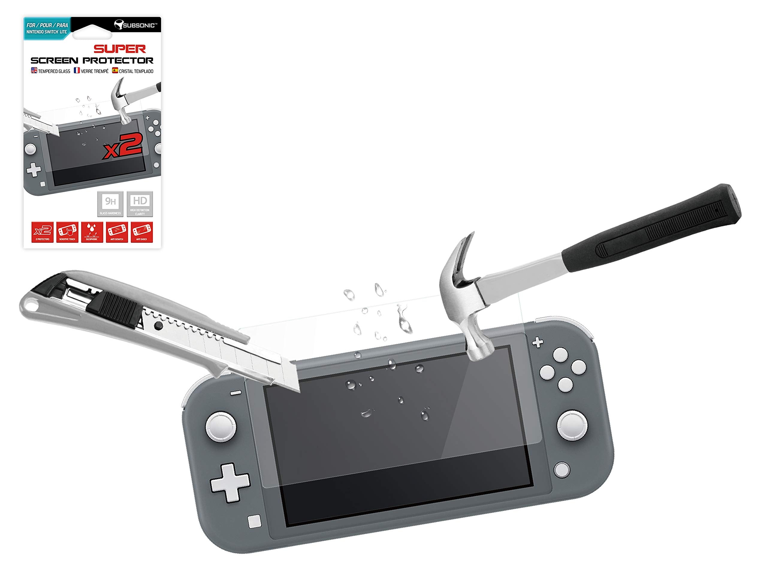 Subsonic - Kit de 2 films en verre trempé premium ultra résistants avec revêtement oléophobe résistant aux chocs et aux rayures (Nintendo Switch Lite) Subsonic - Kit de 2 films en verre trempé premium ultra résistants avec revêtement oléophobe résistant aux chocs et aux rayures (Nintendo Switch Lite)